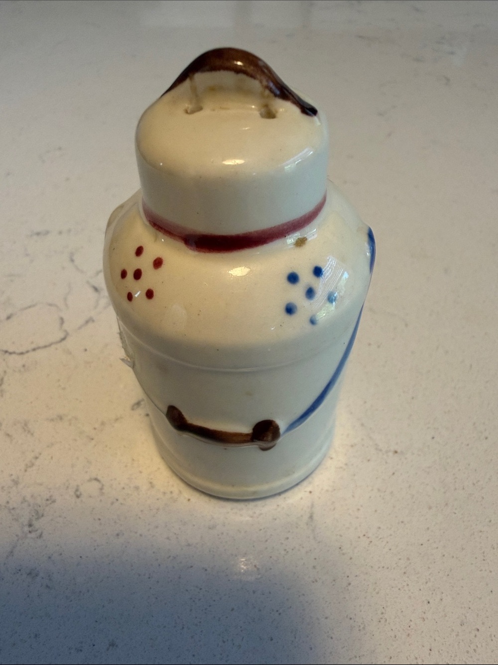 Vintage Shawnee Pottery Cream Salt Shaker with Hand-Painted Dots